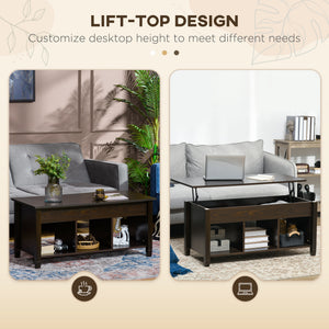 Lift Top Coffee Table, Modern Center Table with Storage Shelves and Hidden Compartment for Living Room – view 3
