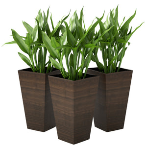 Tall Planter for Outdoor Plants Set of 3, 28 Inch Taper Planter with Drainage Holes, Bronze – view 8