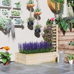 Wood Planter Box with Trellis for Climbing Plants, Raised Garden Bed for Outdoor Flowers Herbs, 91"x24"x43", Natural
