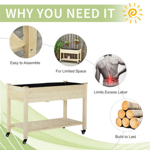 Mobile Raised Garden Bed Elevated Wood Planter Box with Lockable Wheels – view 5