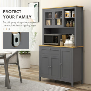 5-Door Kitchen Pantry Cabinet, Freestanding Storage Cabinet Cupboard with Adjustable Shelves, 71"