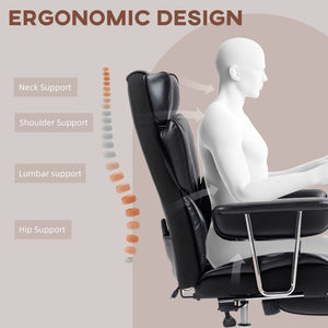 400LBS Massage Office Chair, Executive Office Chair with 6-Point Vibration, Footrest and Lumbar Support – view 5