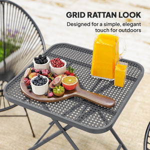 27.5" Square Outdoor Patio Table, Outdoor Folding Table with Grid Rattan-Like Top for Camping, Picnic, Black – view 10