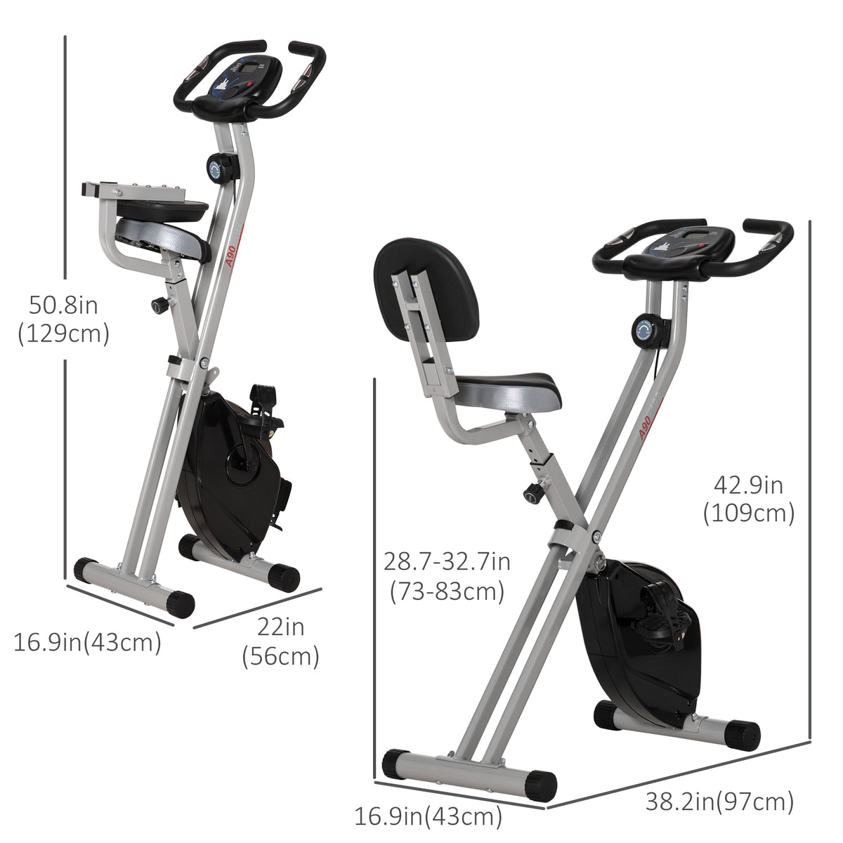 Soozier Foldable Indoor Stationary Bike with 8 Levels of Magnetic Resistance, Exercise Bike for Cardio Workout