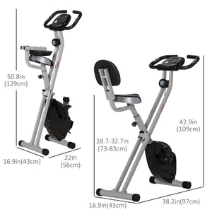Soozier Foldable Indoor Stationary Bike with 8 Levels of Magnetic Resistance, Exercise Bike for Cardio Workout