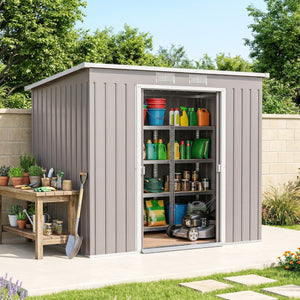 7' x 4' Galvanised Steel Garden Shed, with Foundation Kit - Green – view 21