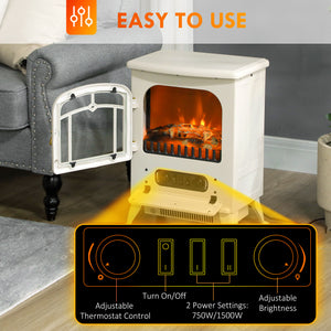 16" Freestanding Electric Fireplace Heater Fire Stove with Wood Burning Flame 750/1500W Black – view 11