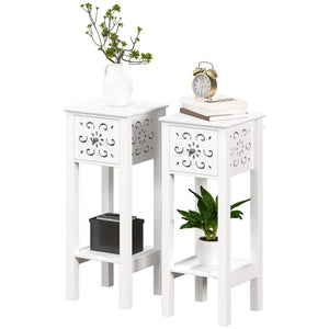 Nightstand Set of 2 with Drawer and Open Storage Shelf Black – view 8