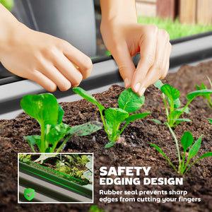 7 x 3 x 1ft Galvanized Raised Garden Bed Kit, Metal Planter Box with Safety Edging, Dark Grey