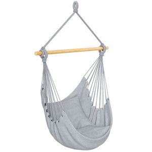 Hammock Chair Swing Hanging Macrame Chair Cotton w/ Two Soft Seat Cushions – view 2
