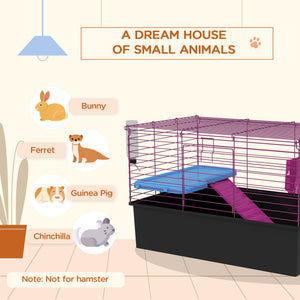 18.5" Small Animal Cage with Water Bottle, Food Dish, Platform, Ramp, Black – view 3