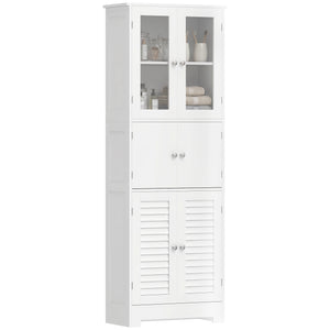 Freestanding Bathroom Cabinet with Glass/Louvred Doors, Tall Bathroom Cabinet for Kitchen, Study, Living Room