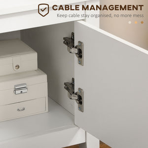 Modern TV Stand for TVs up to 55", TV Bench with Storage Cupboards and Shelves, 47.2" x 16.7" x 19.7", White