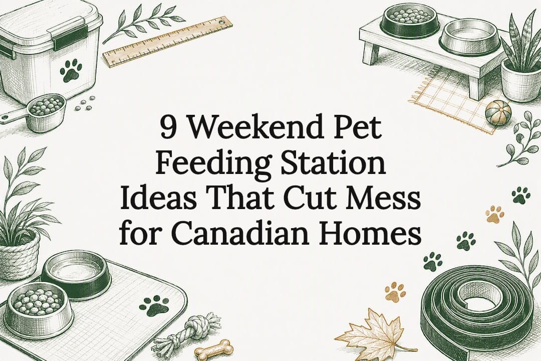 Decorative pet feeding station title card