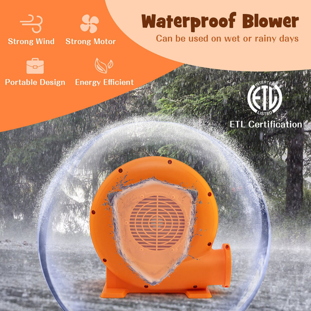 550W Air Blower for Inflatables with 25 feet Wire and GFCI Plug-550W view 6