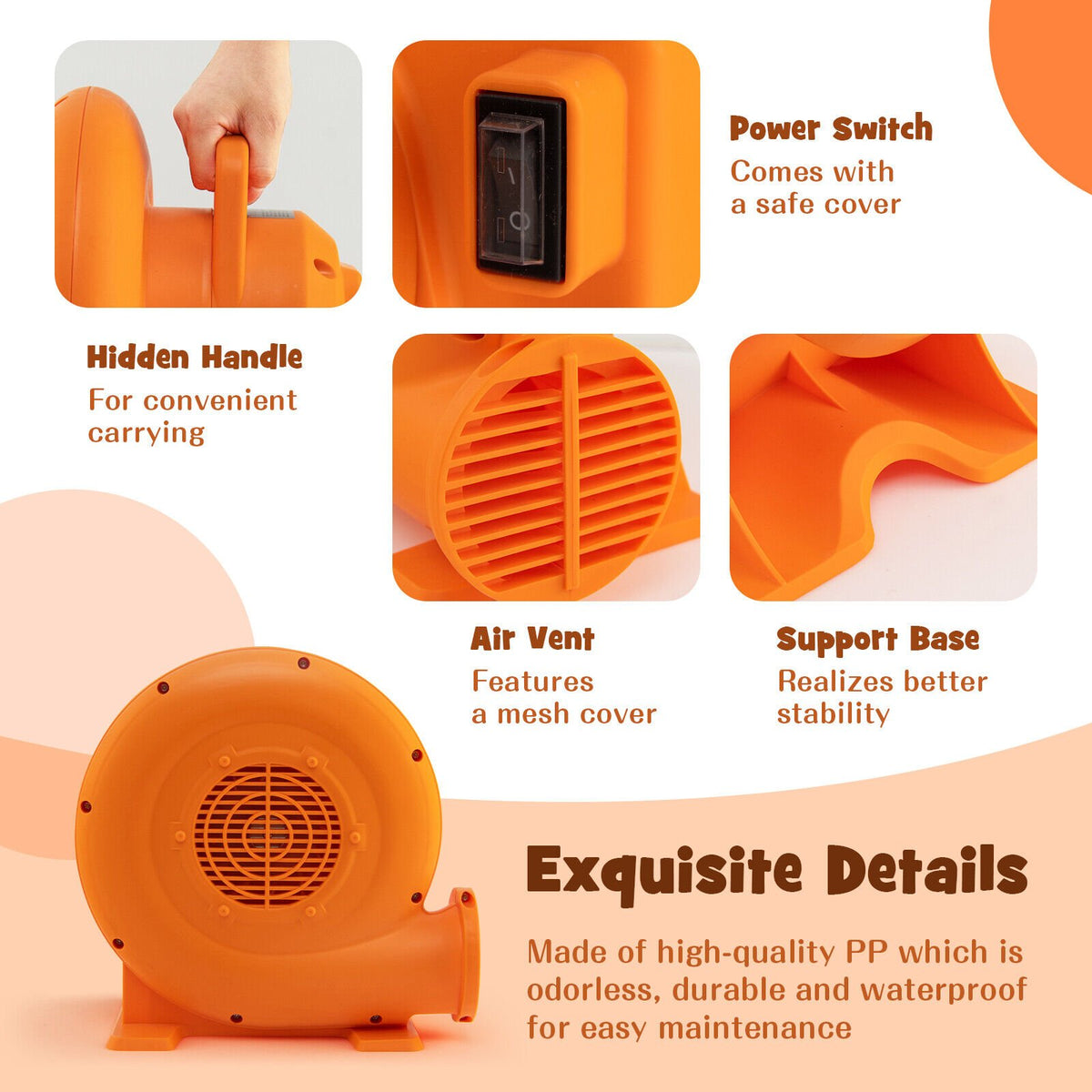 550W Air Blower for Inflatables with 25 feet Wire and GFCI Plug-550W view 7