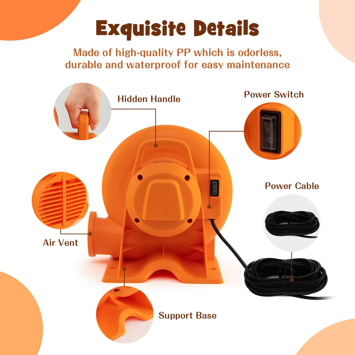 550W Air Blower for Inflatables with 25 feet Wire and GFCI Plug-550W view 9