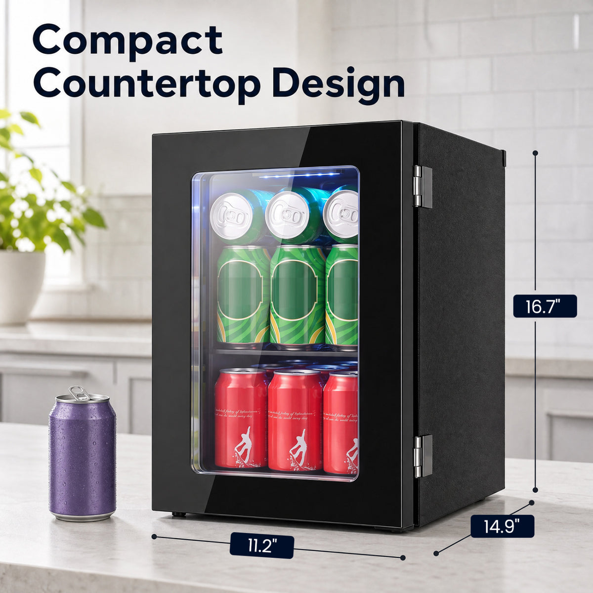 0.6 Cu.Ft Beverage Refrigerator 24 Cans Countertop Mini Fridge-Black view 4