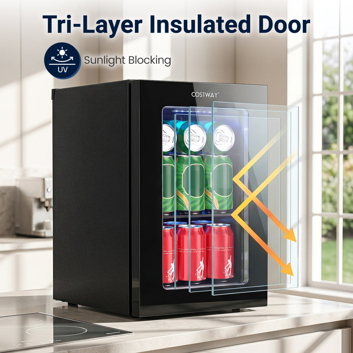 0.6 Cu.Ft Beverage Refrigerator 24 Cans Countertop Mini Fridge-Black view 6