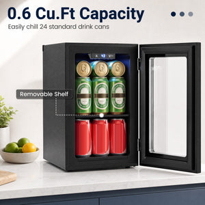 0.6 Cu.Ft Beverage Refrigerator 24 Cans Countertop Mini Fridge-Black view 7