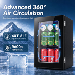 0.6 Cu.Ft Beverage Refrigerator 24 Cans Countertop Mini Fridge-Black view 8