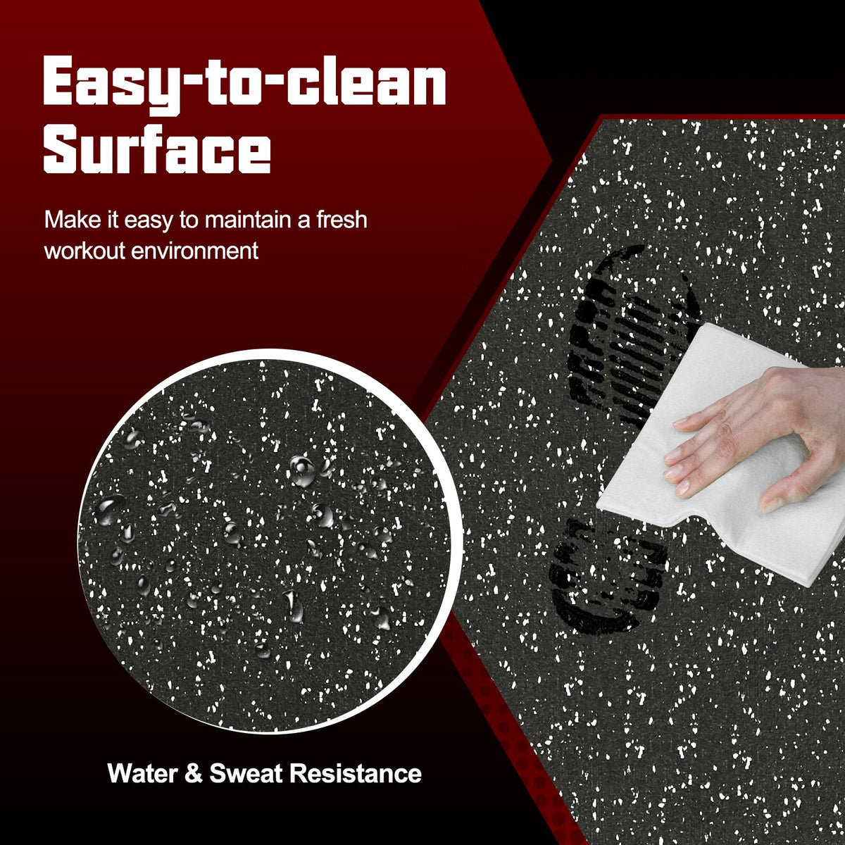 0.79 inch Thick Rubber Top Exercise Mat 48 Sq Ft with Boarders view 8