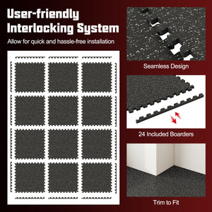 0.79 inch Thick Rubber Top Exercise Mat 48 Sq Ft with Boarders view 9