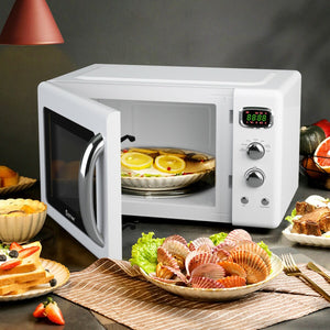 0.9 Cu.ft Retro Countertop Compact Microwave Oven-White view 2