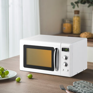 0.9 Cu.ft Retro Countertop Compact Microwave Oven-White view 3