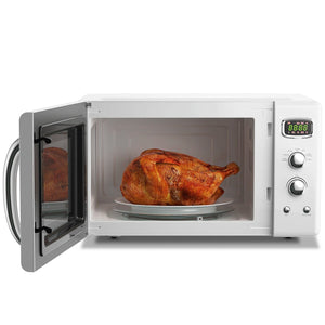 0.9 Cu.ft Retro Countertop Compact Microwave Oven-White view 4