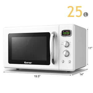 0.9 Cu.ft Retro Countertop Compact Microwave Oven-White view 5