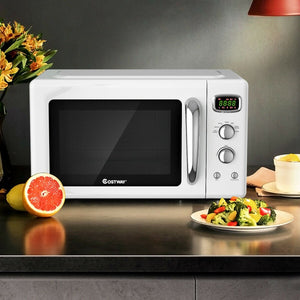 0.9 Cu.ft Retro Countertop Compact Microwave Oven-White view 6