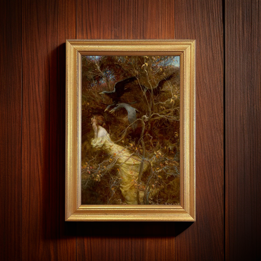 The Haunted Woods, Victorian Oil Painting Print on Satin