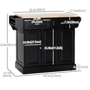 Kitchen Island with Storage Rolling Kitchen Serving Cart with Rubber Wood Top Towel Rack Storage Drawer – view 2