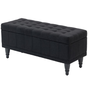 Storage Ottoman, Linen Fabric End of Bed Bench with Soft Close Lid – view 4