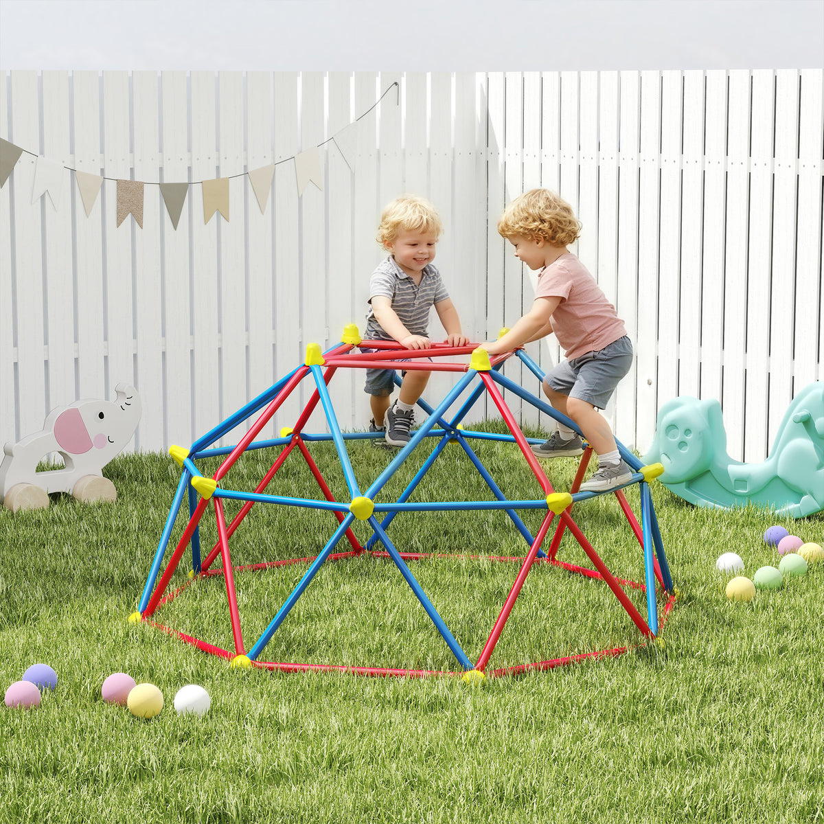 6 FT Climbing Dome Geometric Jungle Gym w/ Rust and UV-Resistant Steel, Up to 396 lbs, for 1-4 Children Aged 3-8 Years