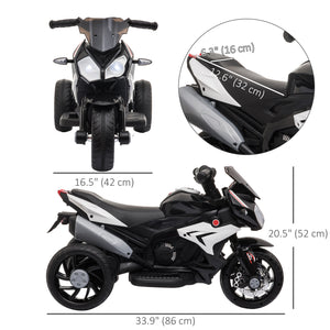 Qaba Kids Electric Motorcycle Ride-On Toy with 3 Wheels, Music, Horn, Lights