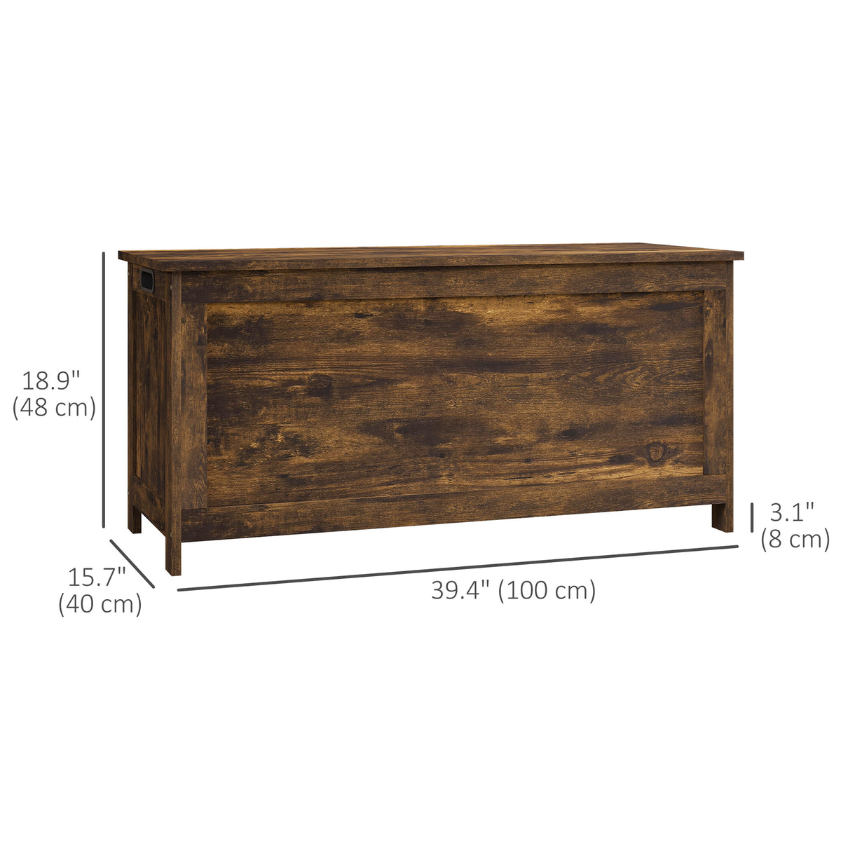 Storage Trunk with 2 Safety Hinges, Modern Entryway Bench with Side Handles, Storage Chest for Living Room – view 9