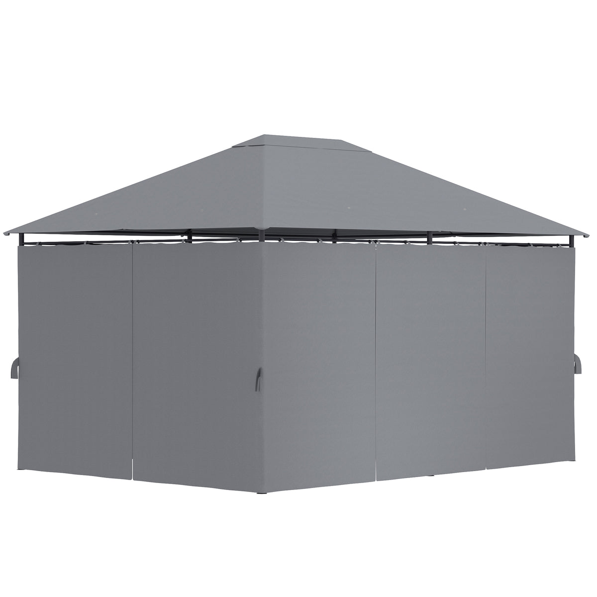 13'x 10' Soft-top Steel Patio Gazebo Canopy Party Tent with 6 Removable Curtains and Drainage Holes, Khaki – view 15