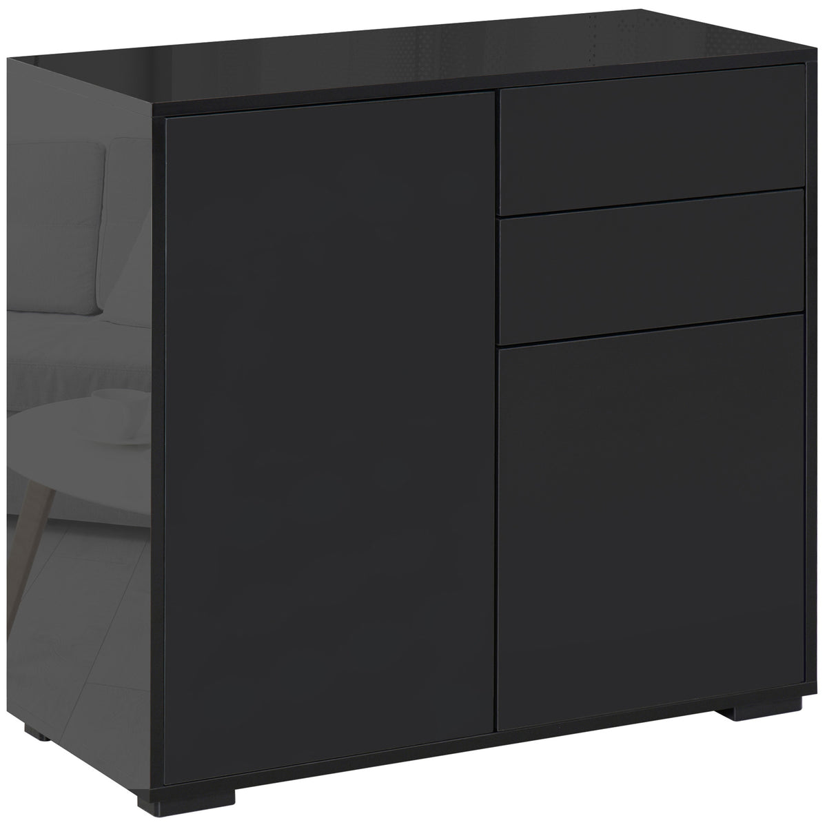 High Gloss Buffet Sideboard with 2 Drawers, 2 Doors and Adjustable Shelf