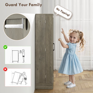 50" Pantry Storage Cabinet, Farmhouse Kitchen Pantry Cabinet with Doors, Adjustable Shelves, Distressed Grey