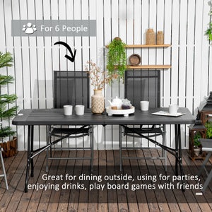 Foldable Patio Dining Table for 6, Rectangular Outdoor Table for Garden Lawn Backyard, Dark Grey