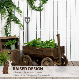 Wooden Raised Garden Bed, Flower Cart w/ Wheels, Planters for Outdoor Plants, Backyard, Patio, Deck, Garden Decor