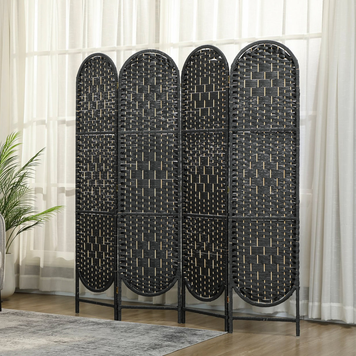 Bohemian Privacy Screen, Folding Room Divider with 3 Panels and Arched Top for Bedroom Living Room Office – view 21