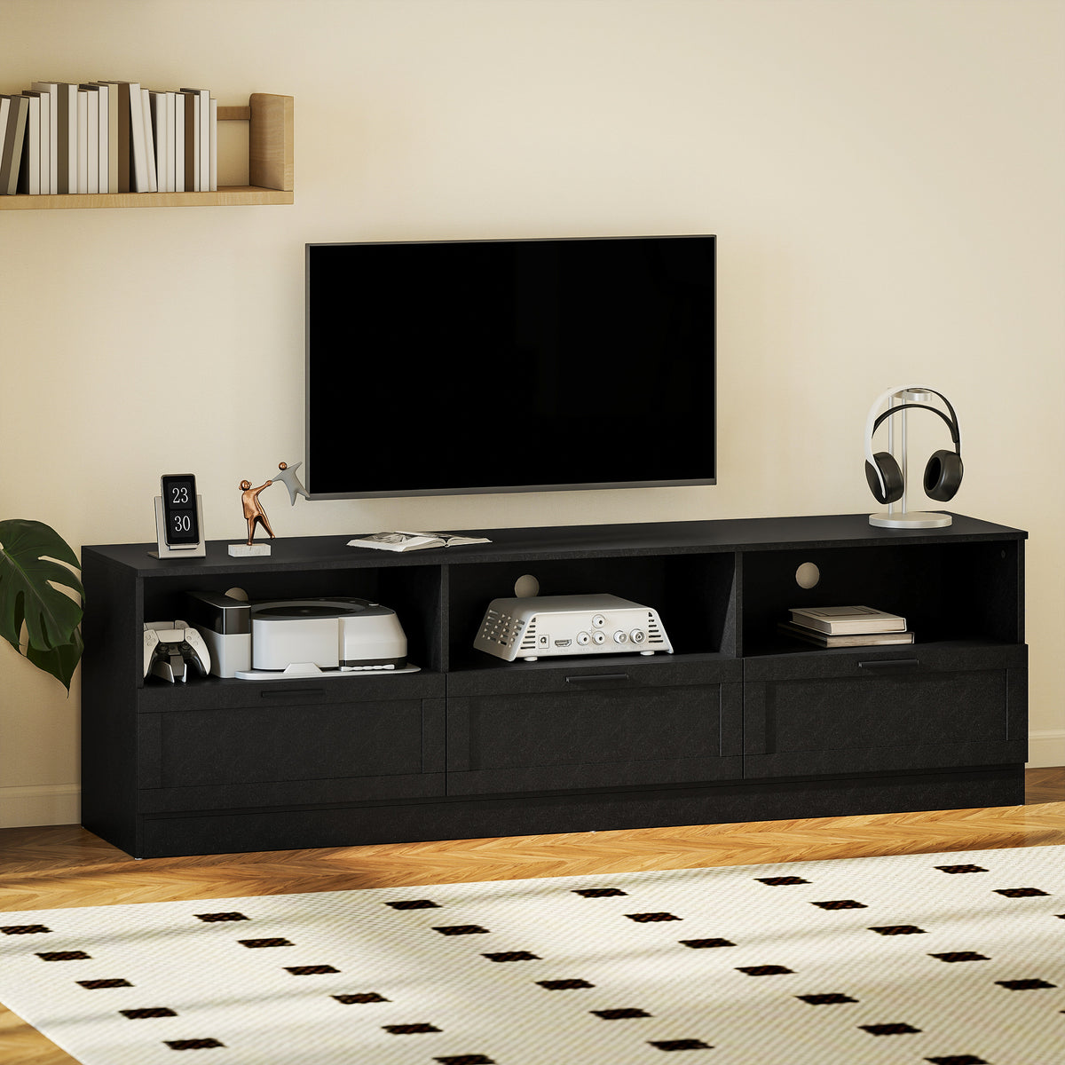 TV Stand with Storage, Modern Entertainment Center with 3 Cabinets and 3 Open Shelves, for TVs up to 85" – view 6