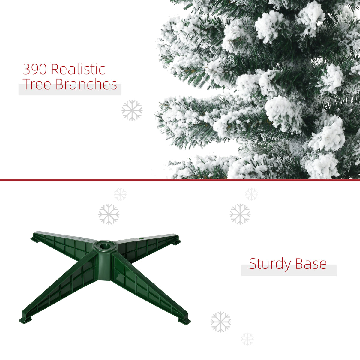 5ft Tall Pencil Artificial Christmas Tree, Holiday Décor with Snow Flocked Branches, Green – view 13