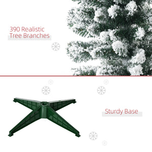 5ft Tall Pencil Artificial Christmas Tree, Holiday Décor with Snow Flocked Branches, Green – view 13