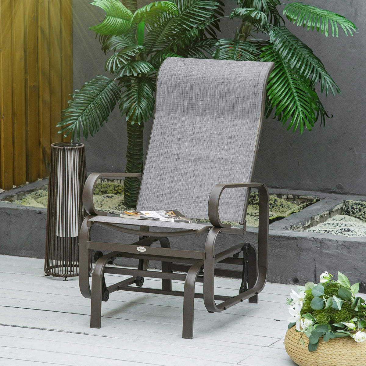 Patio Glider with Breathable Mesh Fabric, Outdoor Glider Chair, Garden Rocking Gliding Seat for Patio – view 10