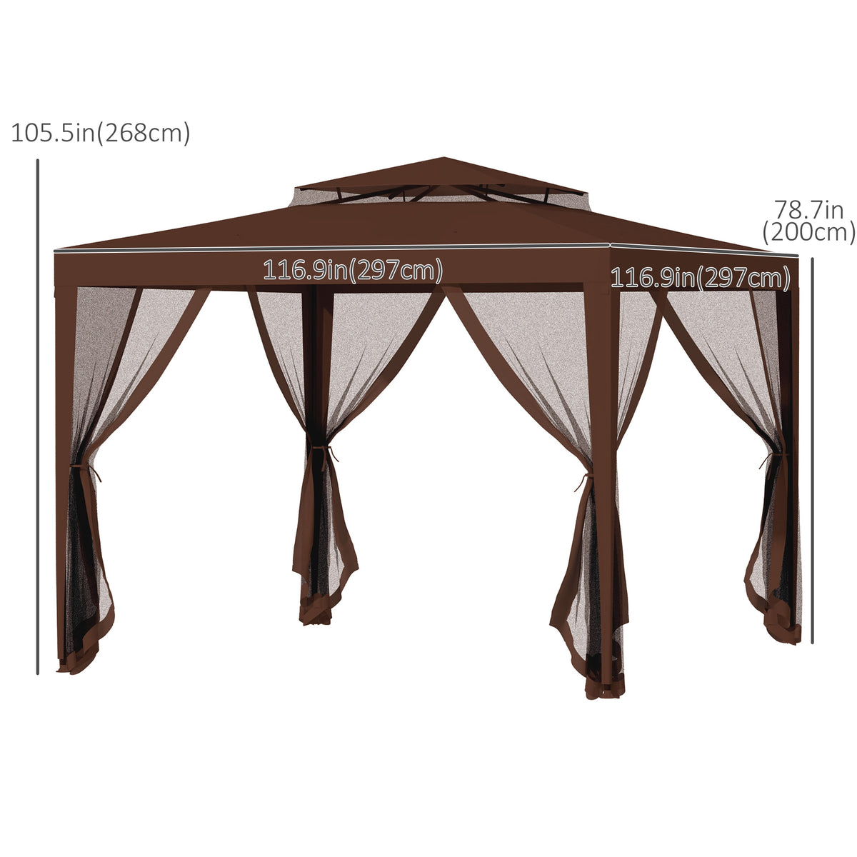 10' x 10' Outdoor Canopy Tent Party Tent with Mesh Netting and Double Tier Roof for Backyard, Garden – view 16