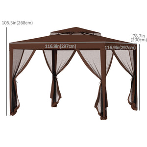 10' x 10' Outdoor Canopy Tent Party Tent with Mesh Netting and Double Tier Roof for Backyard, Garden – view 16